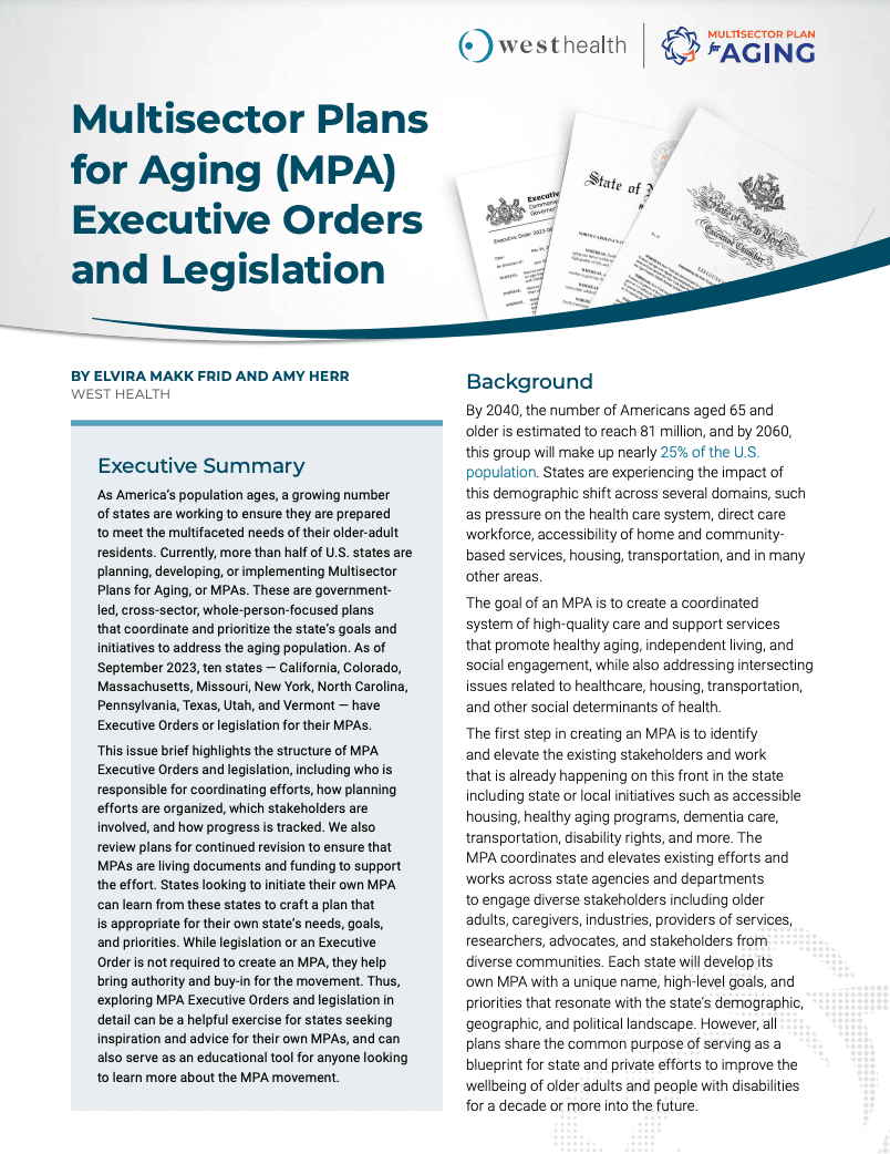 Multisector Plans for Aging Executive Orders and Legislation
